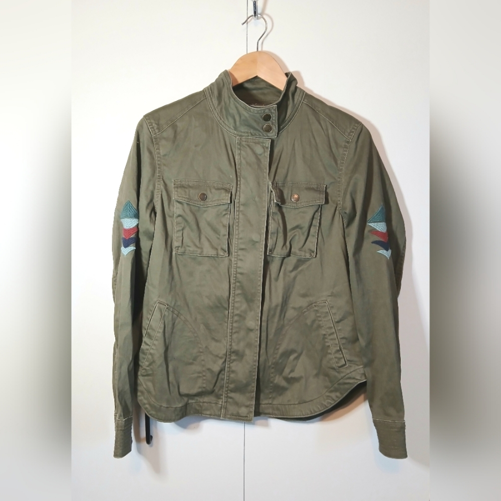 Natural Reflections Aztec Zip Utility Military Style Jacket Small Green